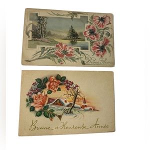 2 antique French Happy New Year postcards!